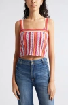 Ramy Brook Vera Stripe Crochet Camisole In Orange/ivory Multi