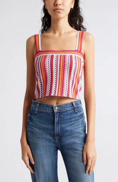 Ramy Brook Vera Stripe Crochet Camisole In Orange/ivory Multi
