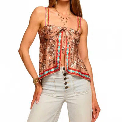 Ramy Brook Vera Tie-front Tank Top In Brown Jungle In Multi