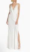 Ramy Brook Vick V-neck Satin Gown In Ivory In Multi