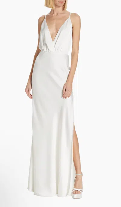 Ramy Brook Vick V-neck Satin Gown In Ivory In Multi