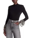 Ramy Brook Vickiana Mock Neck Bell Sleeve Top In Black