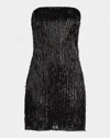 Shop Ramy Brook Victaria Strapless Bead Fringe Mini Dress In Black Fringe