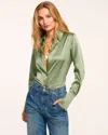 Ramy Brook Victoria Button Down Blouse In Dark Sage