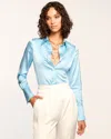 Ramy Brook Victoria Silk Button Down Blouse In Dream Blue