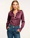 Ramy Brook Victoria Silk Button Down Blouse In Pinot Noir
