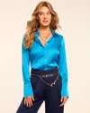 Ramy Brook Victoria Silk Button Down Blouse In Royale Blue