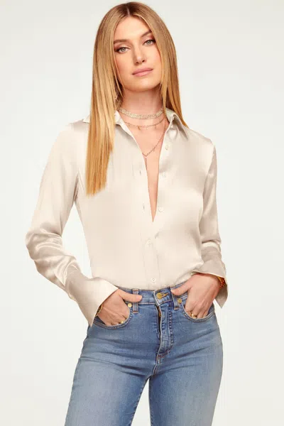 Ramy Brook Victoria Silk Button Down Blouse Sandstone