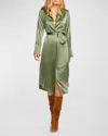 Ramy Brook Victoria Silk Shirtdress In Dark Sage