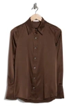 Ramy Brook Victoria Stretch Silk Satin Button-up Blouse In Brown