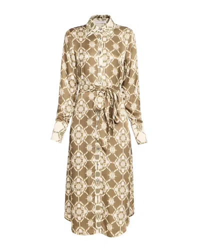 Ramy Brook Victoria Tile Print Shirtdress In Gold
