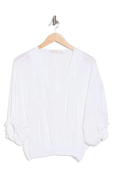 Ramy Brook Vina Balloon Sleeve V-neck Top In White