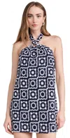 Ramy Brook Viola Dress Spring Navy Crochet In Spring Navy Crochet