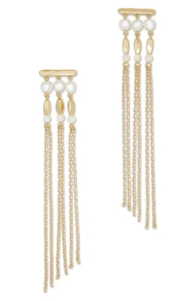 Ramy Brook Viona Mother-of-pearl Linear Drop Earrings In Gold