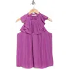 Ramy Brook Virgie Keyhole Ruffle Sleeveless Top In Purple