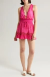 Ramy Brook Virginia Smocked Waist Cover-up Minidress In Perfect Pink