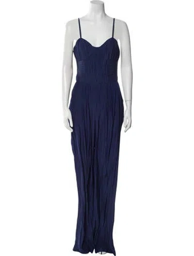 Pre-owned Ramy Brook V-neck Jumpsuit In Blue