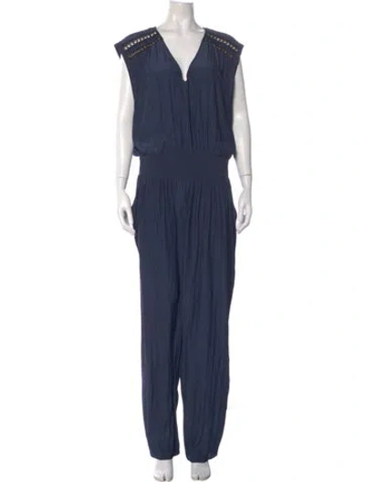Pre-owned Ramy Brook V-neck Jumpsuit In Blue