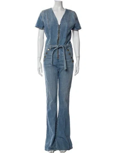 Pre-owned Ramy Brook V-neck Jumpsuit In Blue
