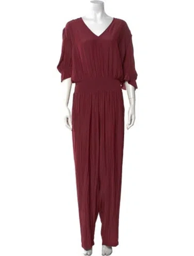 Pre-owned Ramy Brook V-neck Jumpsuit In Burgundy