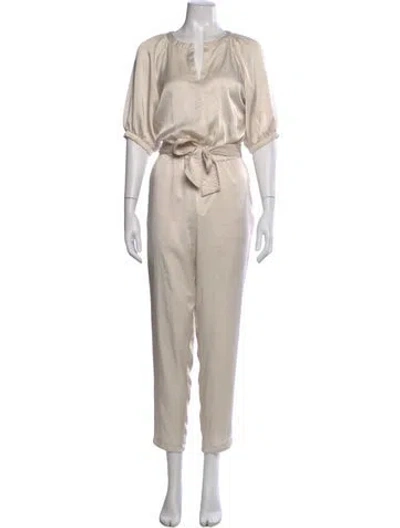 Pre-owned Ramy Brook V-neck Jumpsuit In Neutral