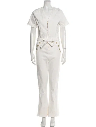 Pre-owned Ramy Brook V-neck Jumpsuit In Neutrals/white