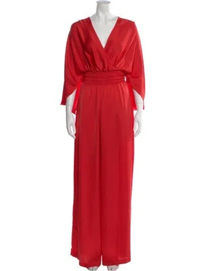 Pre-owned Ramy Brook V-neck Jumpsuit In Red