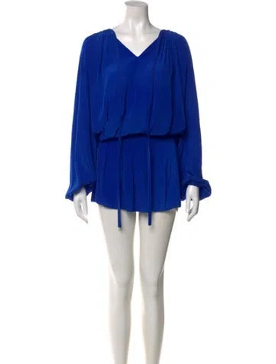 Pre-owned Ramy Brook V-neck Knee-length Dress In Blue