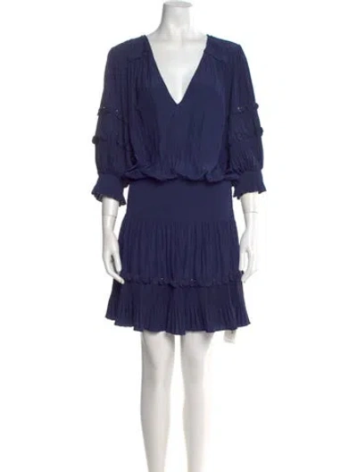 Pre-owned Ramy Brook V-neck Knee-length Dress In Blue