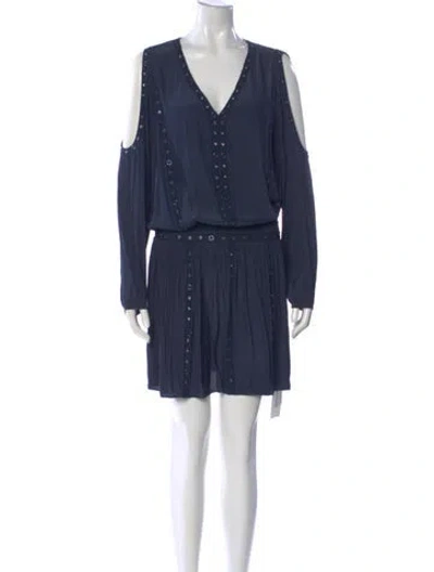 Pre-owned Ramy Brook V-neck Knee-length Dress In Blue
