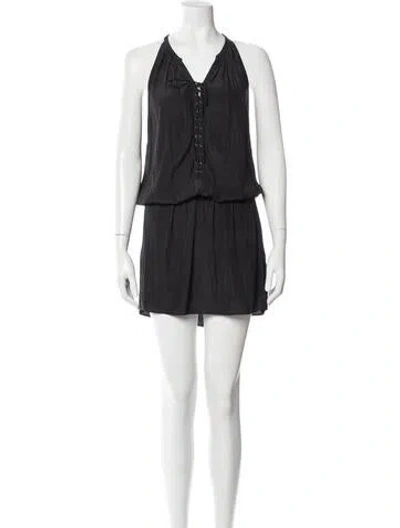 Pre-owned Ramy Brook V-neck Knee-length Dress In Gray
