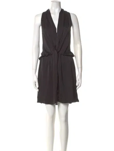 Pre-owned Ramy Brook V-neck Knee-length Dress In Gray