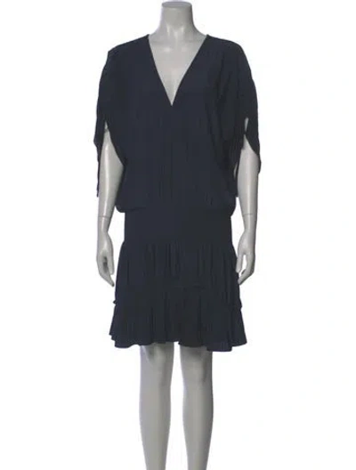 Pre-owned Ramy Brook V-neck Knee-length Dress In Gray