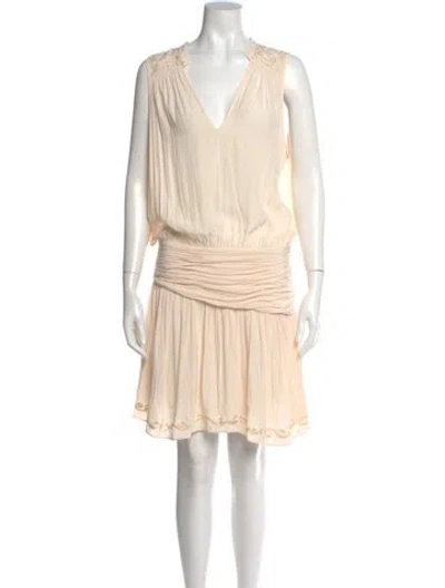 Pre-owned Ramy Brook V-neck Knee-length Dress In Neutral