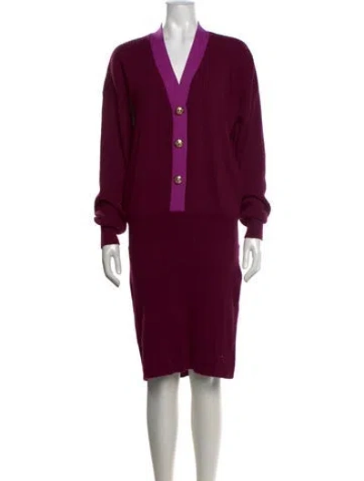Pre-owned Ramy Brook V-neck Knee-length Dress In Purple
