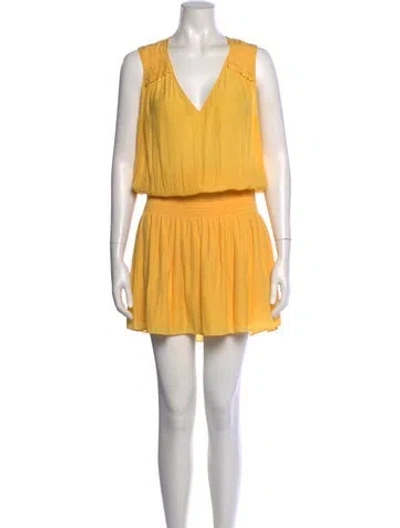 Pre-owned Ramy Brook V-neck Knee-length Dress In Yellow