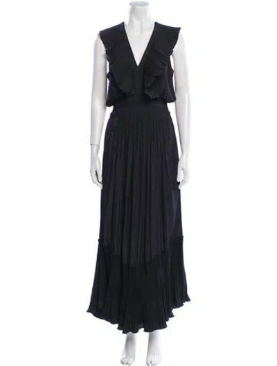 Pre-owned Ramy Brook V-neck Long Dress In Black