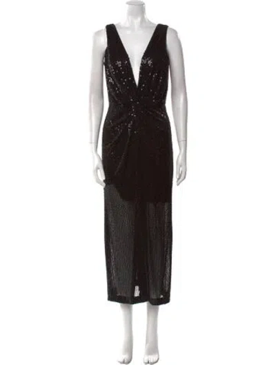 Pre-owned Ramy Brook V-neck Long Dress In Black