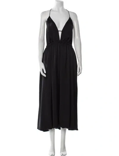 Pre-owned Ramy Brook V-neck Long Dress In Black