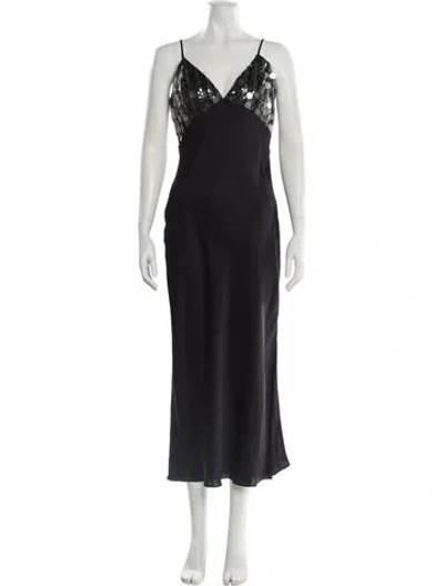 Pre-owned Ramy Brook V-neck Long Dress In Black