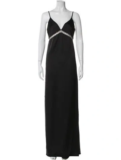 Pre-owned Ramy Brook V-neck Long Dress In Black