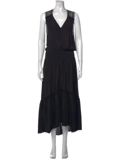 Pre-owned Ramy Brook V-neck Long Dress In Black