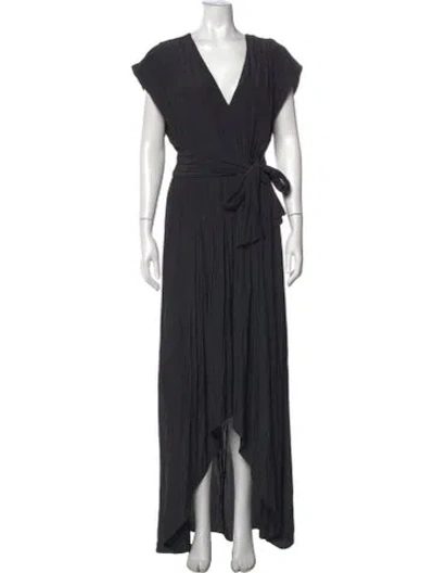 Pre-owned Ramy Brook V-neck Long Dress In Black
