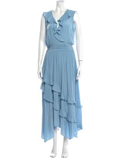 Pre-owned Ramy Brook V-neck Long Dress In Blue