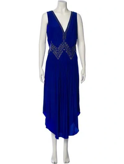 Pre-owned Ramy Brook V-neck Long Dress In Blue