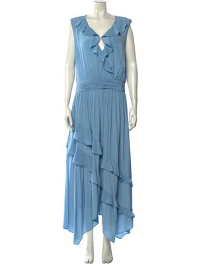 Pre-owned Ramy Brook V-neck Long Dress In Blue