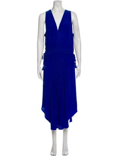 Pre-owned Ramy Brook V-neck Long Dress In Blue