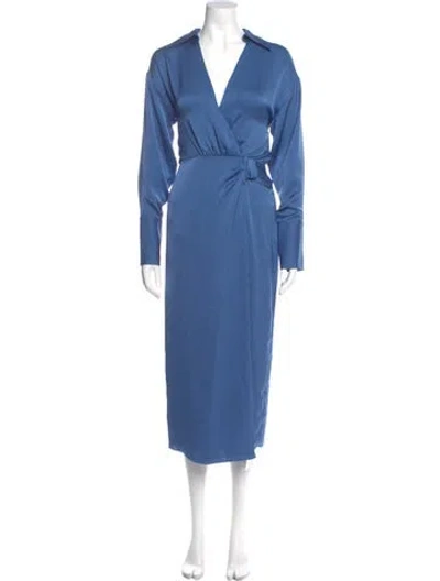 Pre-owned Ramy Brook V-neck Long Dress In Blue
