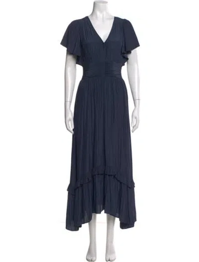 Pre-owned Ramy Brook V-neck Long Dress In Blue