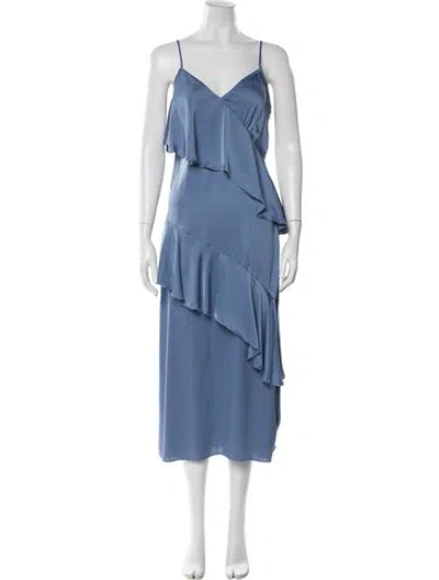 Pre-owned Ramy Brook V-neck Long Dress In Blue